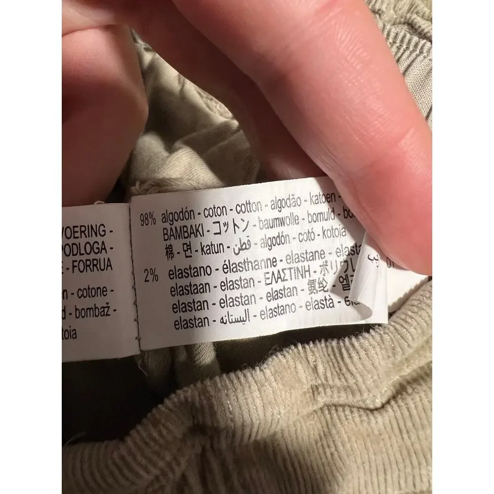 Zara Kids Corduroy Barrel Pants Beige Tan Elastic Waist Scandinavian Size 5
